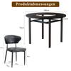 Minimalist round table set (with 2 black armchairs made of PU material and curved comfort backrest), with 100 cm diameter in black wood look.