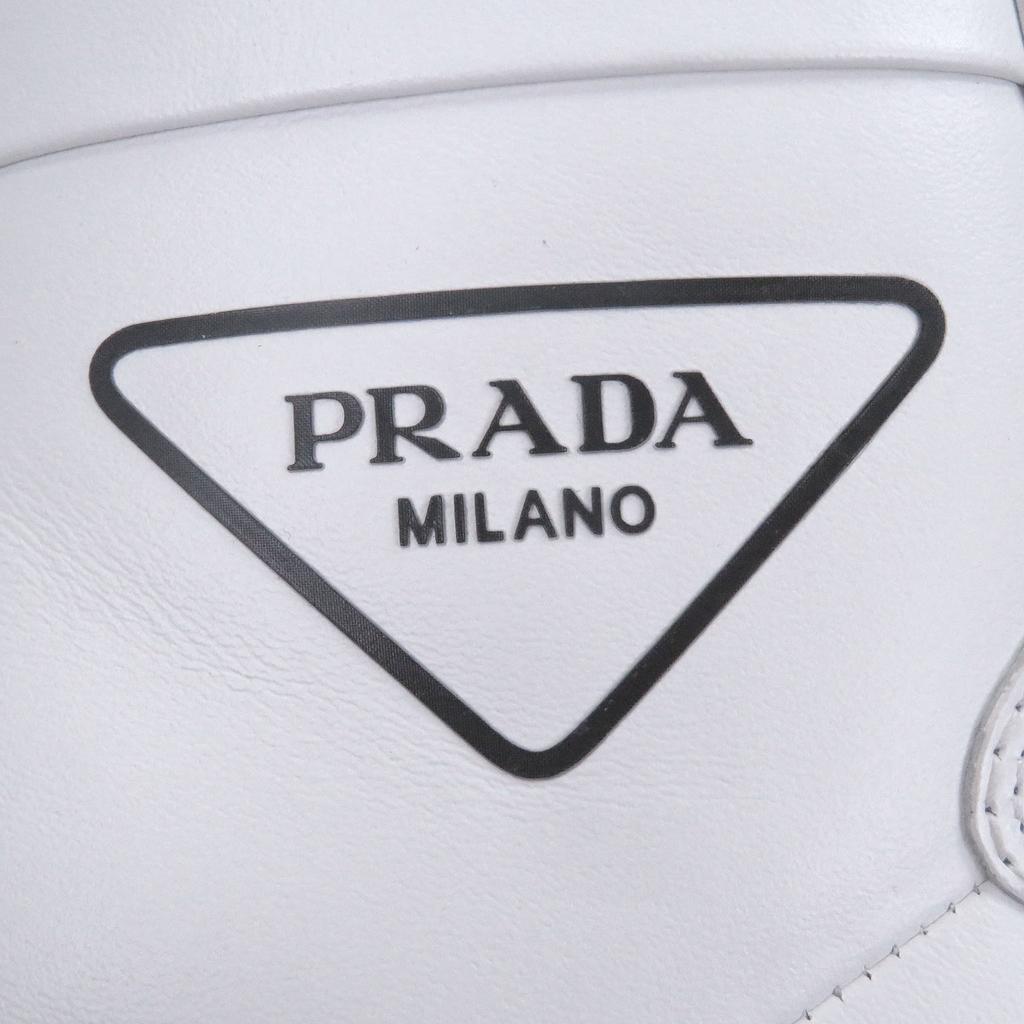 Отличные высокие кроссовки PRADA Треугольный логотип белая кожа мужские 6 1T638M Б/у