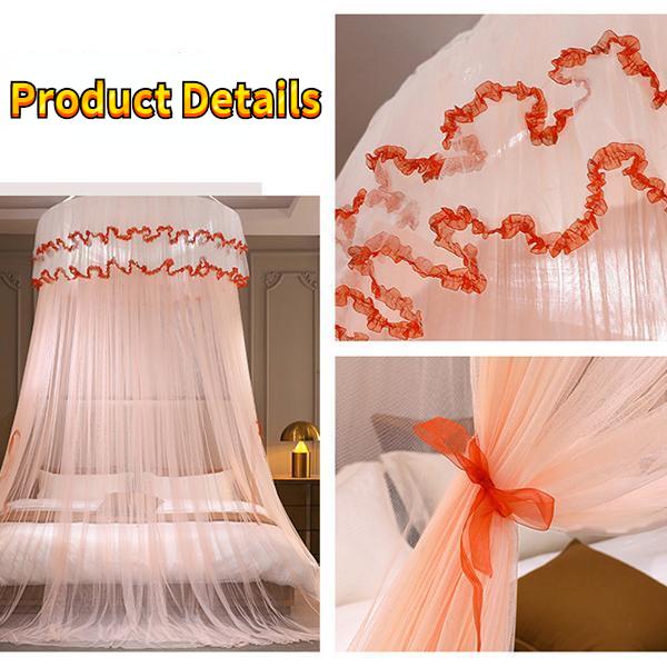 2027 New Dome Ceiling Mosquito Net Fresh Encryption Net Yarn Princess Wind Free Installation Floor Ceiling Mosquito Net high quality