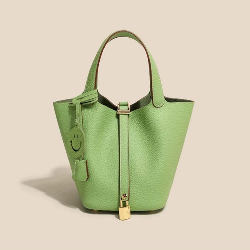 First Layer Cowhide Basket Bag Light Luxury Luxury Sense Genuine Leather Bucket Bag Fashion Everything Handbag