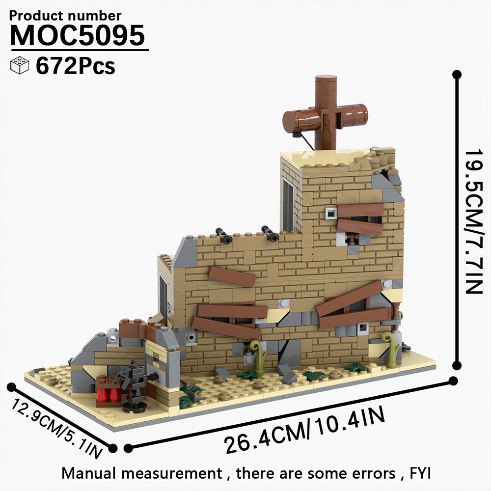 WW2 Series Military Battlefield Ruins War Related Building Blocks Blockhouse Model Toy Medieval Gift For Children Adults DIY MOC