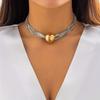 A Stylish Multi-layer Necklace With Exaggerated Fashion Round Beads Decoration, American Style Tassel Chain for Women
