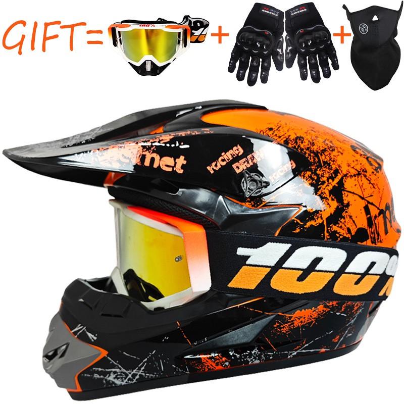 Full Face MTB Downhill Helmet With 100% Goggles Gloves Cover Youth Adult Off-Road Cycling Racing