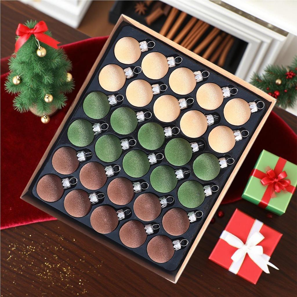 30 шаров для елки, украшения, 3 см, маленькие, плюшевые, с флоком, набор, подвесные украшения для елки, для праздника