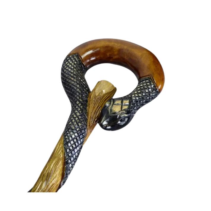 Трость для ходьбы, трость из дерева, резная трость ручной работы, походная трость, подарок (Змея новая)