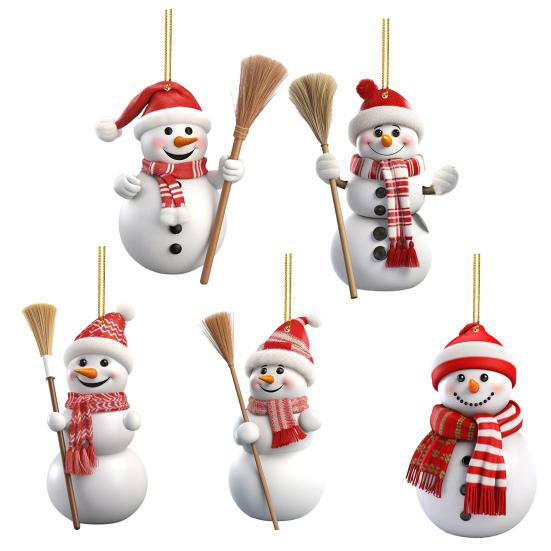 Рождественский снеговик, украшение, плоский акриловый подвесной декор, мультяшный снеговик, праздничная подвеска для рождественской елки, автомобильная дверь