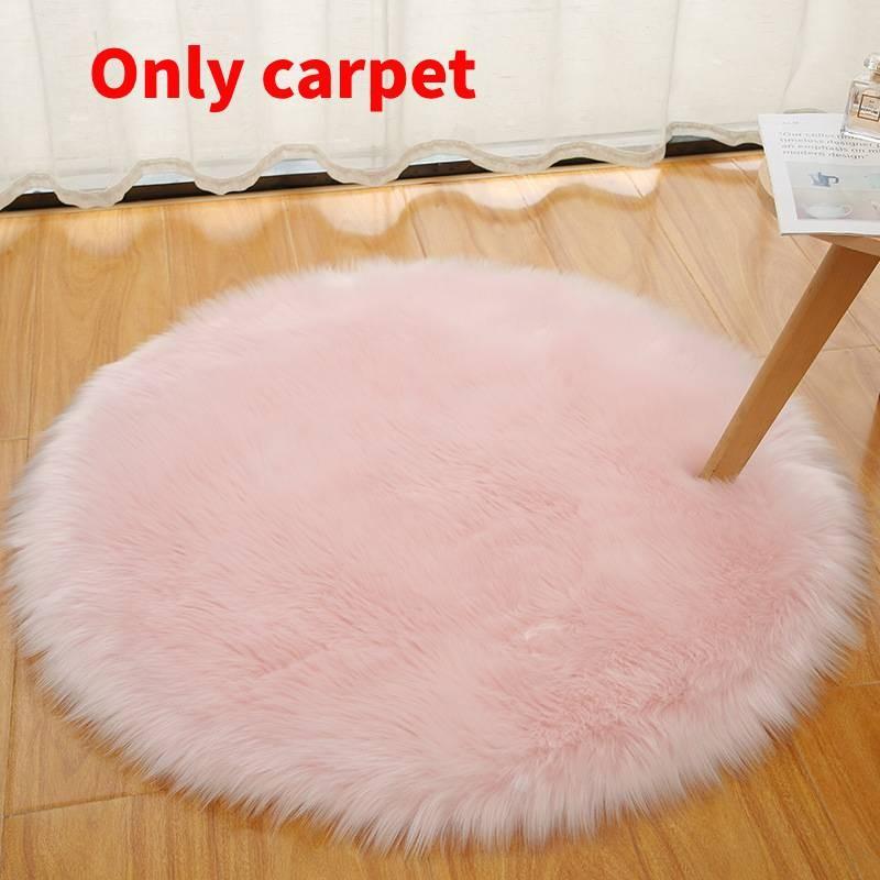 Machine Fur Rug Washable Circular Bedroom Living Room Decor Simplicity