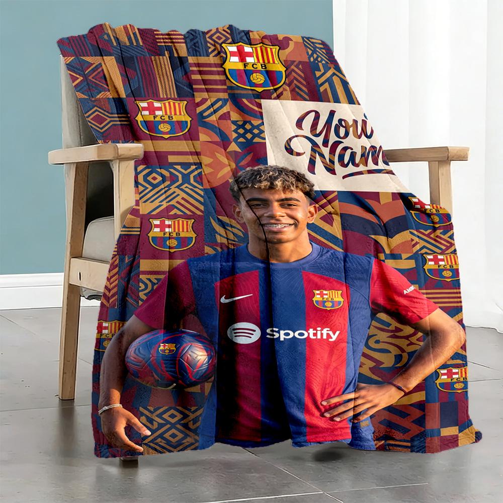 Lamin Yamal Personalized Text Blanket Throw Customizable Blanket Durable Comfort For Nap Office Bed Chair Allseason Use