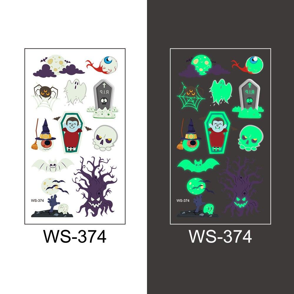 1 шт. светящаяся татуировка призрак тату поддельная татуировка светящаяся в темноте водонепроницаемая временная татуировка наклейки для вечеринки на Хэллоуин для детей