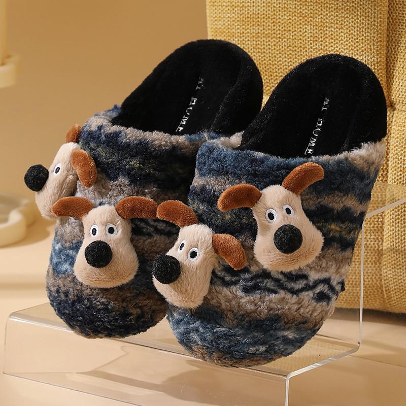 Зимние детские хлопковые тапочки с собачкой для мальчиков и девочек, домашний комфорт