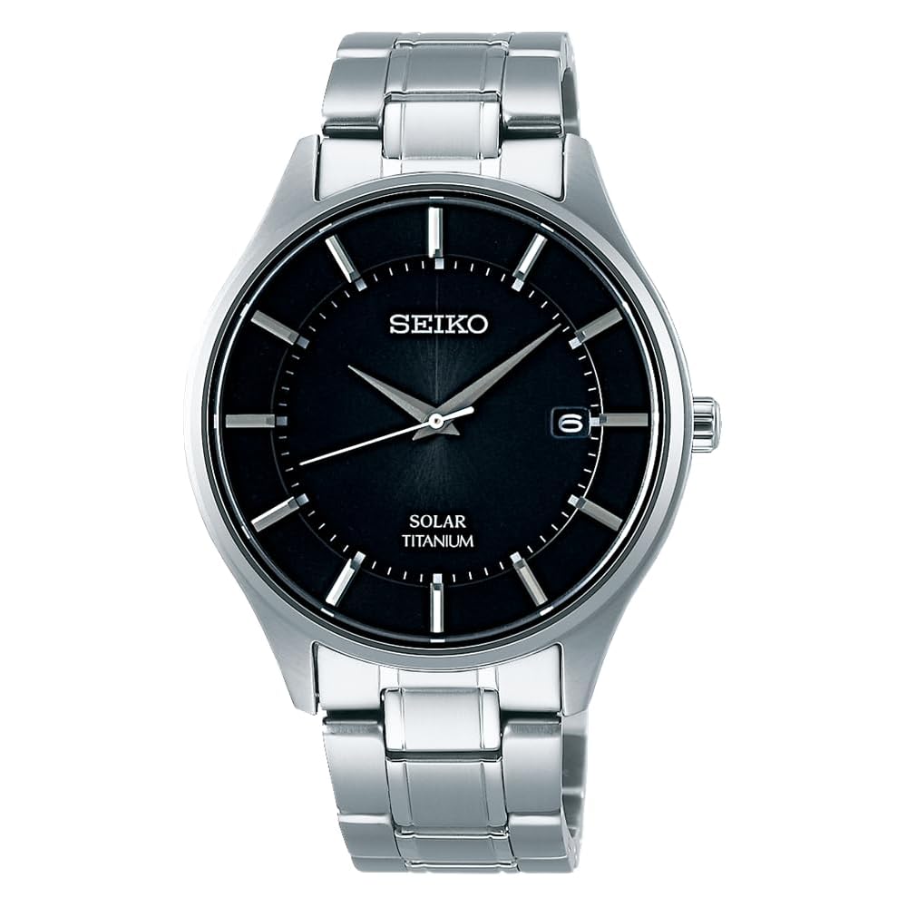 Seiko Selection SBPX103 Men's Solar Powered Watch Black Dial Sapphire Glass Titanium Case and Strap