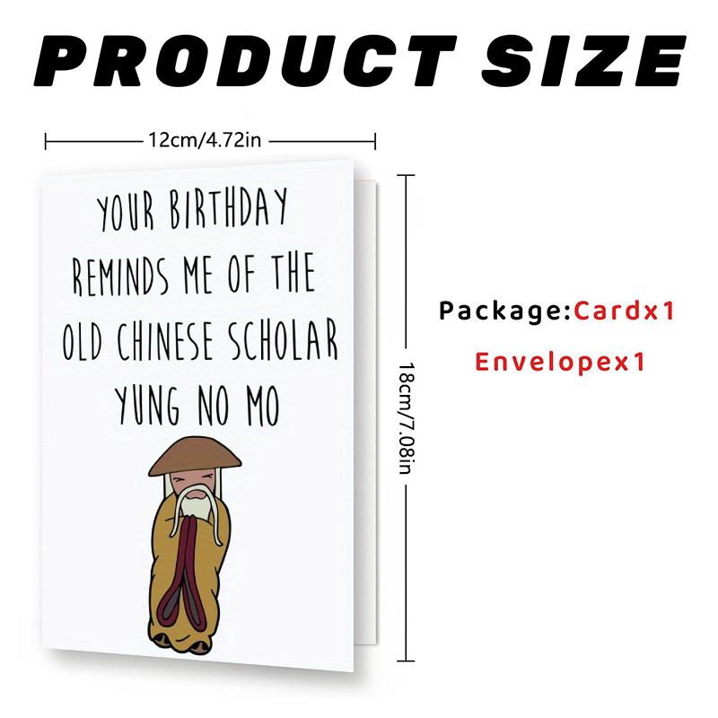 Стареющая карта Смешная поздравительная открытка с конвертом Китайский мультфильм Уникальные открытки С днем рождения Юнг Но Мо Черный юмор Оскорбительный