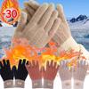 Warm Thick Plush Knitted Gloves Winter Touchscreen Plush Gloves Woman Thickening Fleece Thickened Cycling Driving Skiing Gloves