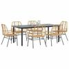 VidaXL 7pcs Brown Rpoly Otin Glass Garden Dining Set, Outdoor Dining Set, Garden Dining Furniture 3334546
