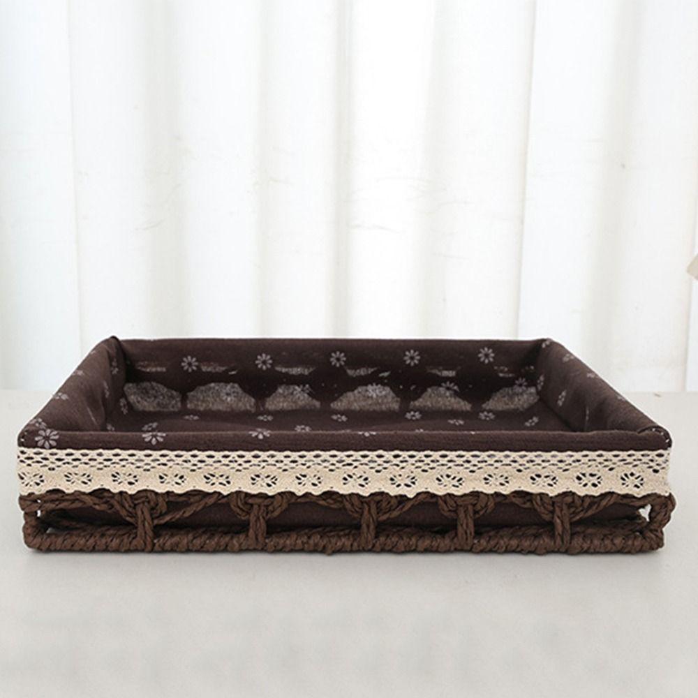 Hollow Out Tabletop Fruit Container Hand Woven Straw Storage Basket Bin  Home Decor