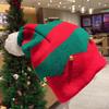 Christmas Hat with Bells Plush Ball Decor Red Green Patchwork Color Breathable Santa Claus Hat Daily Party Wear