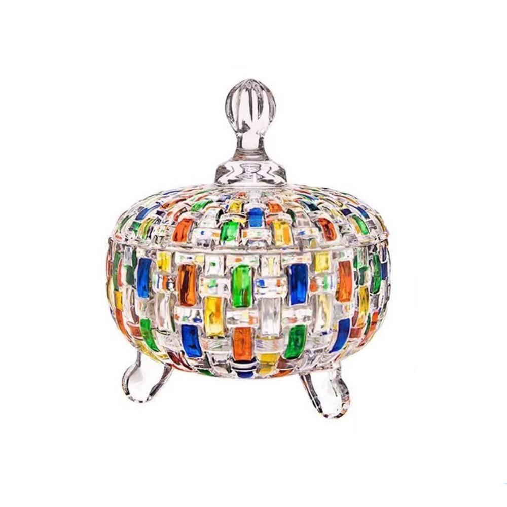 Элегантная стеклянная банка для конфет в европейском стиле, пылезащитная, с крышкой, Хэллоуин, контейнер для хранения конфет, разноцветная фруктовница, орехи