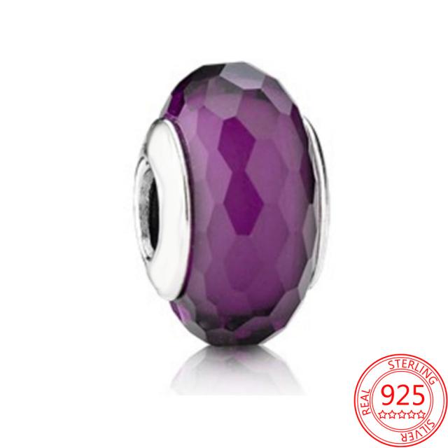 S925 стерлингового серебра фиолетовая маргаритка муранское бисер ночное небо звезда подвеска подходит модный браслет своими руками роскошные серебряные украшения для девочек