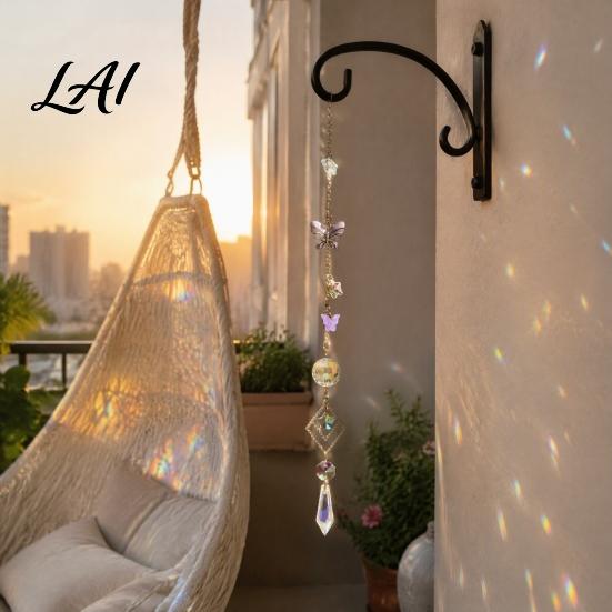 Crystal Wind Chime Butterfly Suncatcher Chime Rainbow Maker Prism Hanging Ornament Sophisticated Courtyard Ornament Indoor Outdoor Pendant for Home,