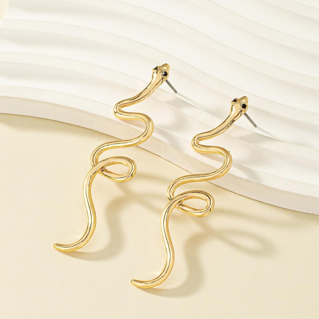 Персонализированные и креативные металлические серьги-гвоздики в форме змеи, простые и продвинутые, изогнутый дизайн с бриллиантами, серьги, украшения для ушей