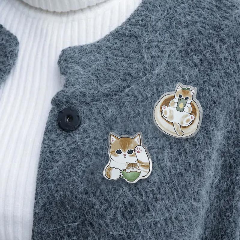 1 шт. Акриловая изысканная булавка для сумки, Маленький значок, Мультяшная брошь с кошкой
