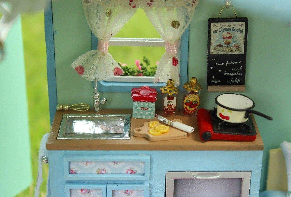 Dollhouse Miniature Handmade Kit Country French Camping House with LED Light Music Box (moin Moin) +