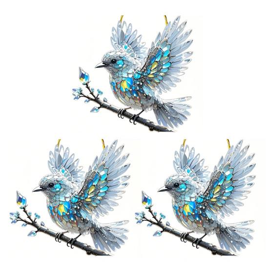 Синяя птица подвесное украшение витражное стекло искусство птица орнамент 2D плоский акрил