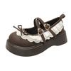 Fashion Comemore Brown Retro Thick Bottom Loafers New Spring and Autumn Round Toe Shallow Bow Lace Mary Jane Shoes Casual Platform Pumps