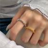 PANJBJ Кольца Геометрия из стерлингового серебра 925 пробы для женщин Двухслойные полые Минимализм Трендовые ювелирные изделия Подарок Dropshipping