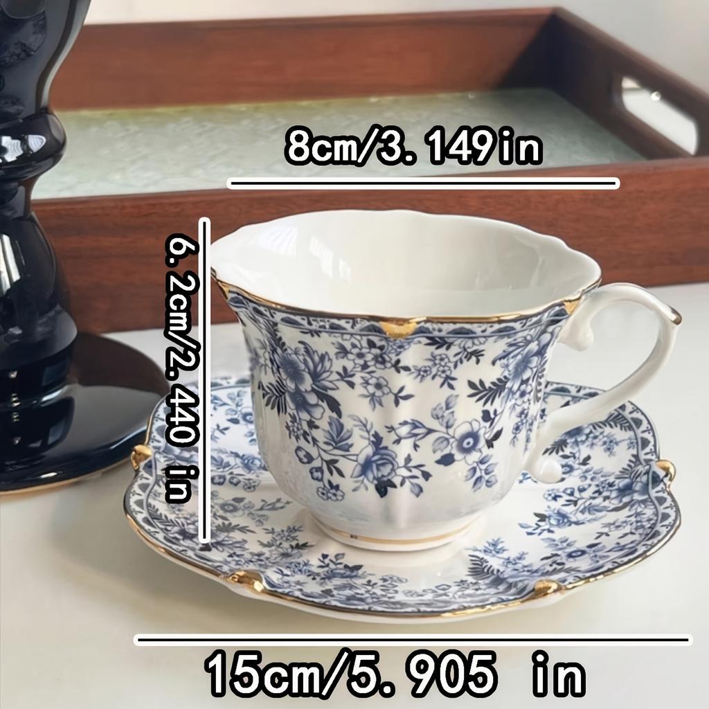 1 набор Кружка и блюдце в скандинавском стиле из сине-белого фарфора, креативный набор для кофе латте в американском стиле