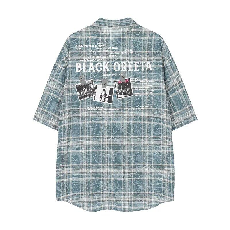 Летняя новая повседневная рубашка с рукавами пять четвертей, свободная рубашка большого размера с короткими рукавами для мужчин и женщин