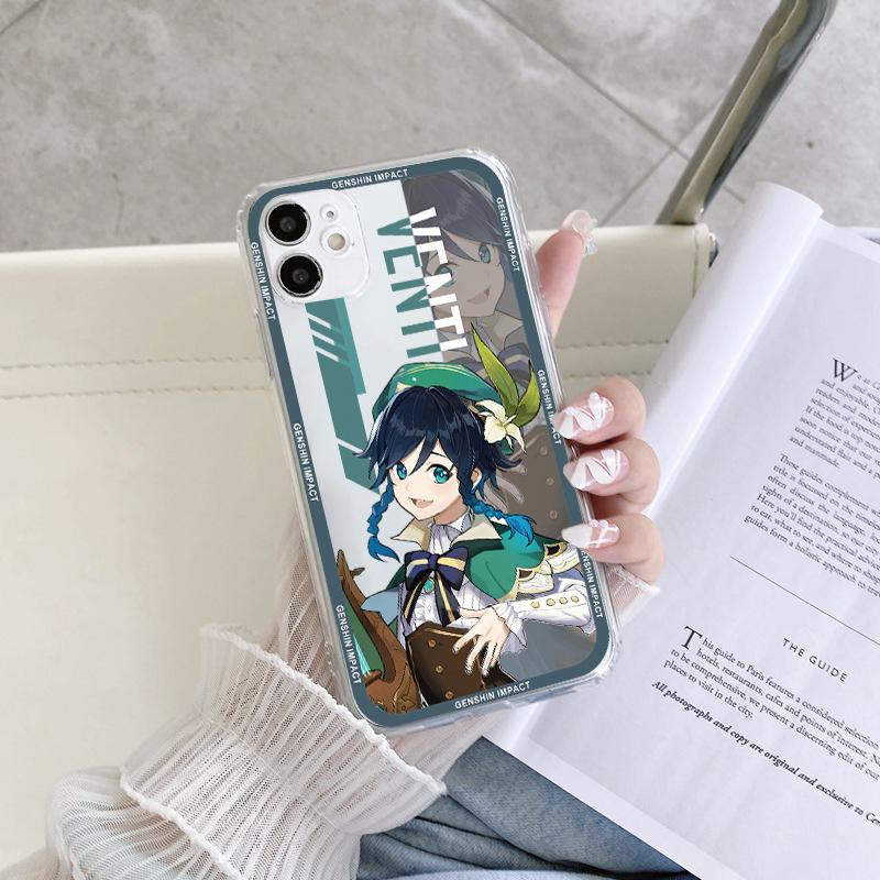Прозрачный чехол для телефона с изображением аниме Genshin Impact для iPhone 13 12 Mini 14 11 Pro 7 8 X XR XS Max 5 6 6S Plus SE 2022 2020, матовый мягкий чехол