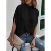 Summer Lace-Up Leopard Print Batwing Short Sleeve Blouse Elegant Loose Casual Stand  Collar Shirt Fashion Chic Tops Women 25320
