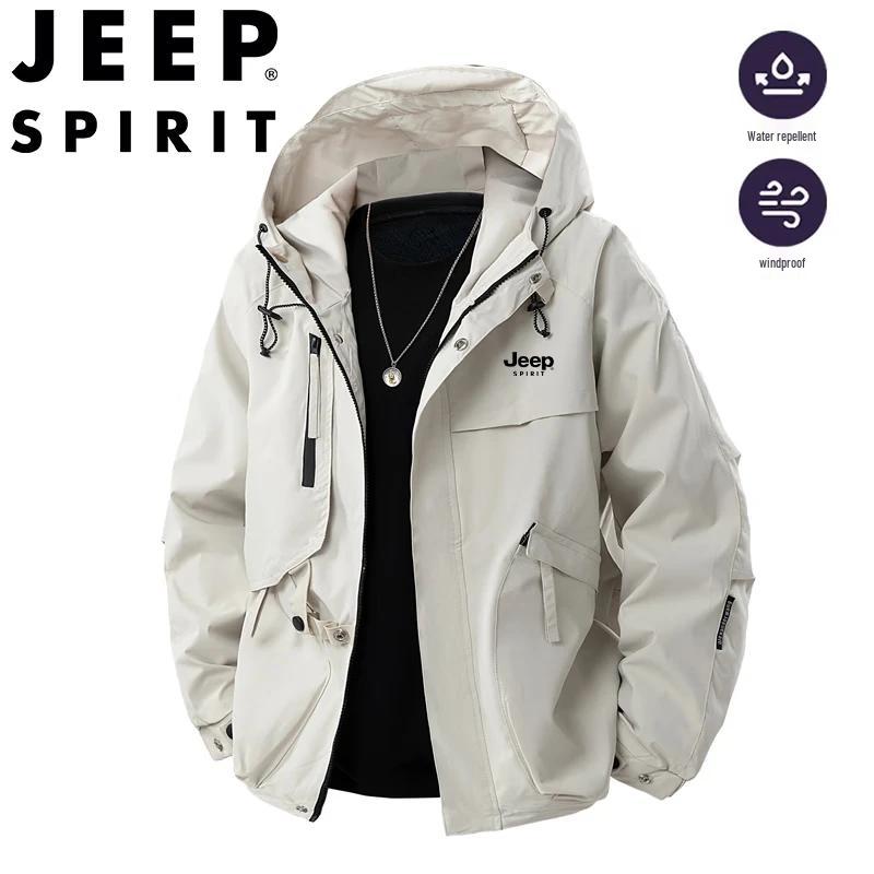 JEEP SPIRIT Men's Spring/Autumn Casual Hooded Workwear Jacket