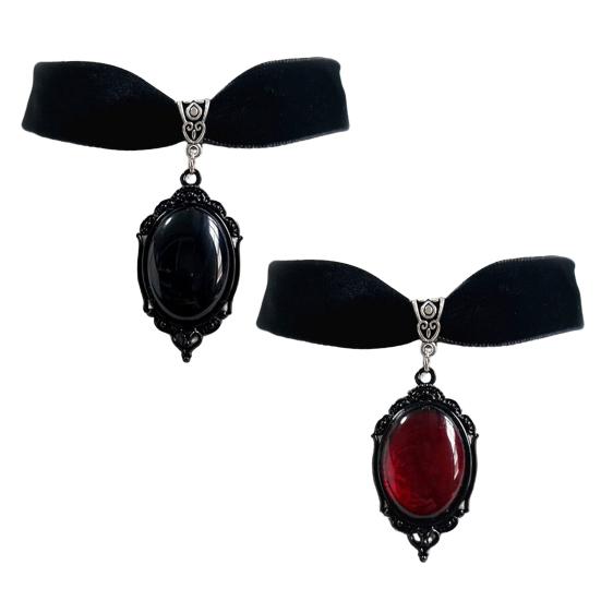 Женский чокер винтажный готический капля воды геометрический регулируемый нарядный бархатный дамский кулон с искусственным драгоценным камнем ожерелье на ключицу ювелирные изделия подарки