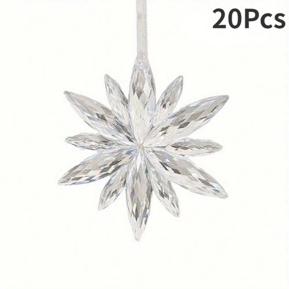20 шт. В комплект входят веревочные и железные кольца, сверкающие кристальные акриловые снежинки-украшения - ослепительные прозрачные подвески-капли