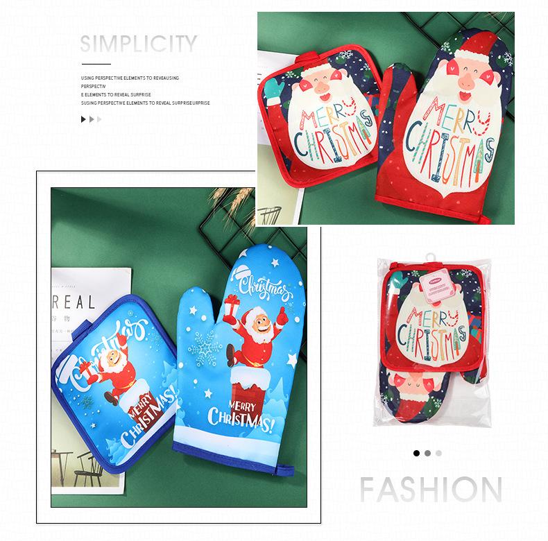 Креативные прихватки для духовки Новые рождественские перчатки для выпечки, теплоизоляционные перчатки для духовки и микроволновой печи, набор подушек