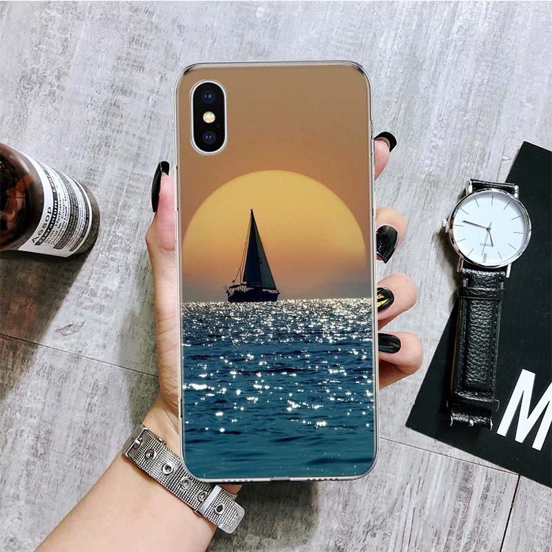 Чехол для телефона с парусником для iPhone 17 Air 16 15 Plus 11 14 Pro Max 13 Mini 12 7 8 + SE Художественный узор Индивидуальная крышка 17 Air 16 15
