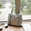 Large Capacity Cotton-padded Tote Bag Korean Style Puffy Bag Simple Nylon Handbag  Autumn Winter