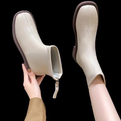 Обувь Белые полусапоги серебристые женские полусапоги кожаные полусапожки с острым носком Rock Ladies осень 2024 резиновые с острым носком Slip-On Ro