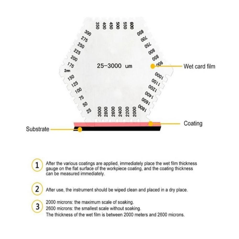 Stainless Steel Paint Coating Hexagon Wet Film Comb Anticorrosion Not Easy To Rust Wet Diaphragm Thickness Gauge Silver