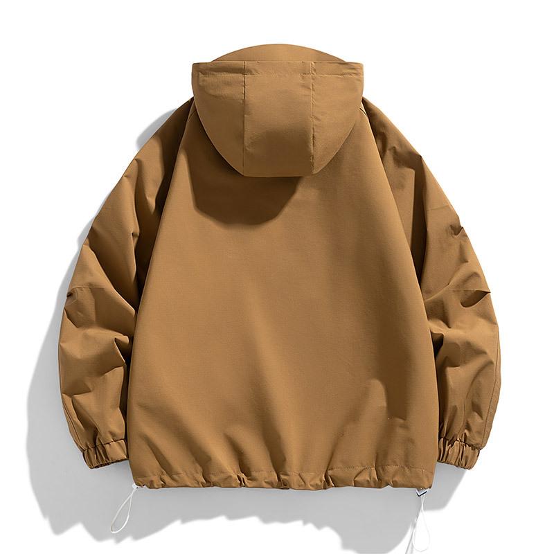 Куртка мужская осенняя свободная ветрозащитная водонепроницаемая куртка большого размера с увеличенным капюшоном для активного отдыха