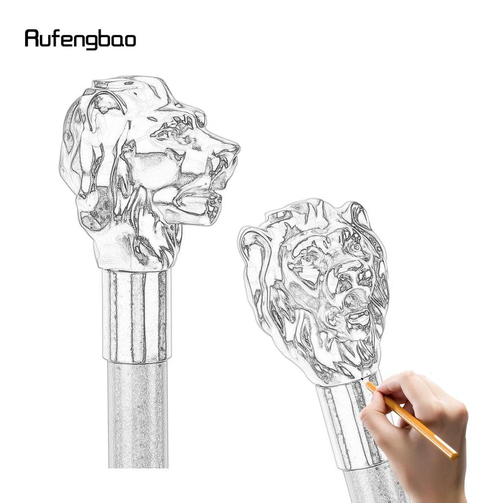 Роскошная белая трость с ручкой в ​​виде головы льва, модная трость для вечеринки, декоративная трость, элегантная ручка-трость, 93 см