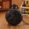 Fashion Classic Black Men's Watches Christmas Vintage Santa Carved Quartz Black Pocket Watch Necklace,ideal Choice for Gifts Men and Women