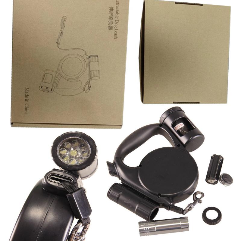 4.5M LED Flashlight Retractable Retractable Pet Dog Leash Automatic Flexible Leash Leash Leash With Poop Box Pet Supplies