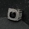 Hip Hop Bling Iced Out Stainless Steel Square Rings for Men Gold Luxury Plated with Diamond Rapper Jewelry