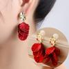 New Fashion Flower Leaf Red Earrings Female Mosquito Coil No Piercing Ear Clip Earrings