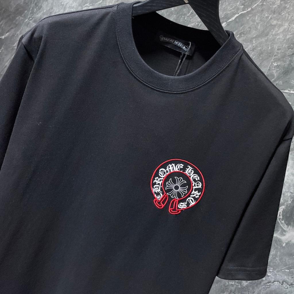 8241 CHROME HEARTS Лето 2026 Новая Высококачественная Хлопковая Круглый Вырез Свободная Большого Размера Мужская и Женская Футболка Футболка для Пары