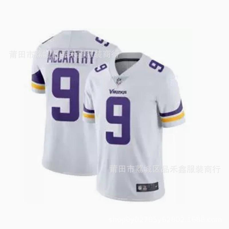 Mens Minnesota Vikings NFL Football Jersey 9 McCarthy Authentic Game Uniform Cotton Sports Fan Apparel