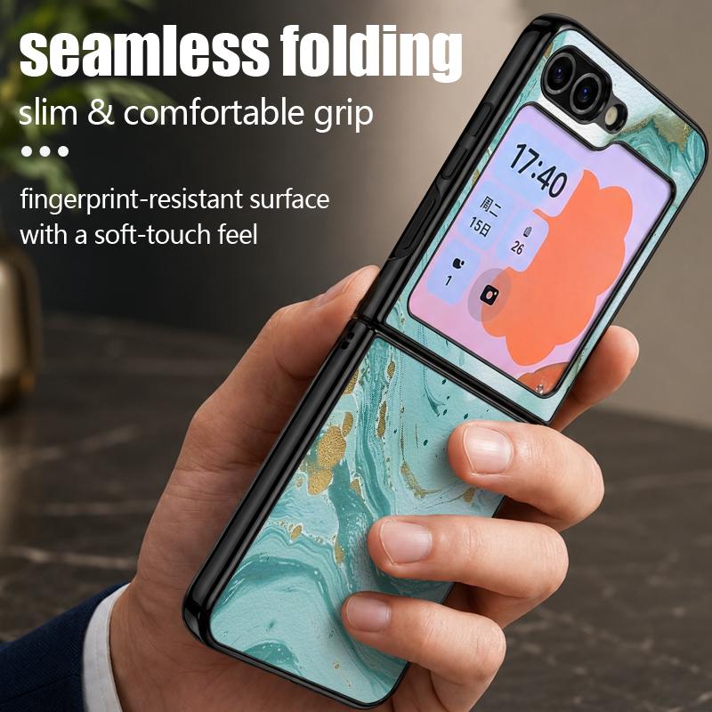 Акварельный мраморный чехол для Samsung Z Flip 8 7 6 5 Роскошная кожаная накладка Жесткий складной чехол для телефона для Galaxy Z Flip8 Flip7 Flip6